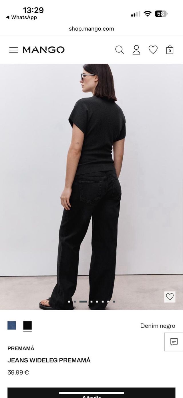 Jeans premamá MANGO negros de segunda mano por 15 EUR en Santa