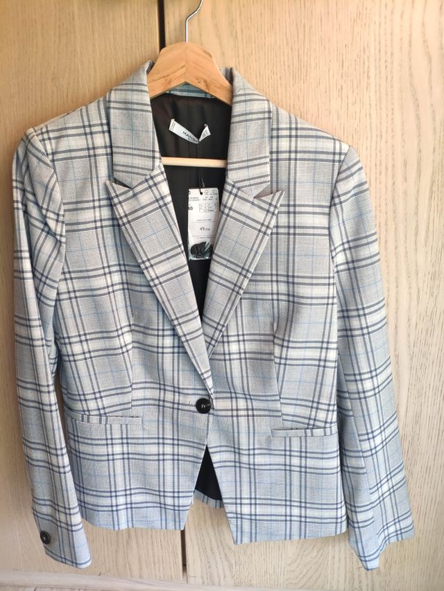 Chaqueta cuadros Mango - Talla 40