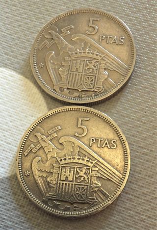 2 Monedas 5 Ptas España 1957