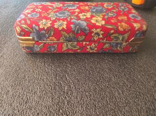 Joyero Vintage Rojo con Flores