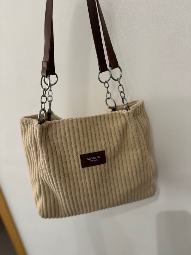 Bolso beige y marrón