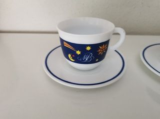 Tazas café porcelana - Azul y blanco