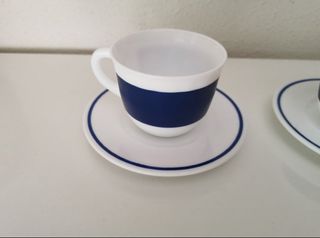 Tazas café porcelana - Azul y blanco