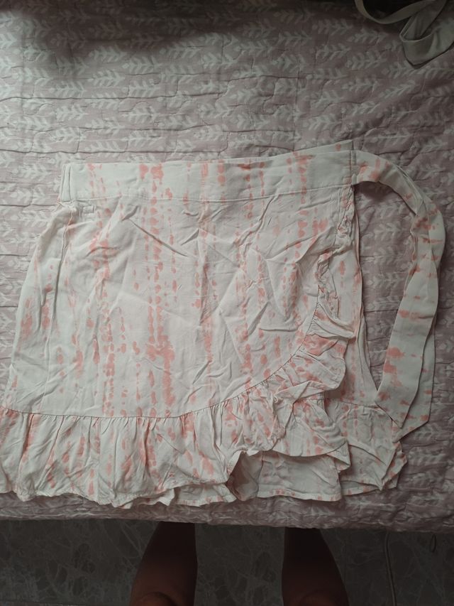 Falda tie-dye rosa y blanca