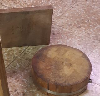 2 tablas cortar madera: pilón + cuadrada carnicero