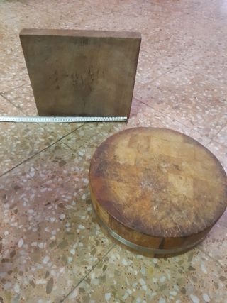 2 tablas cortar madera: pilón + cuadrada carnicero