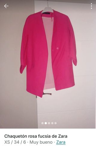 Chaquetón Zara rosa fucsia - Talla XS
