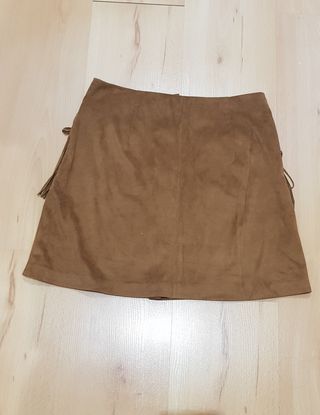 Minifalda ante marrón Mango - Talla S