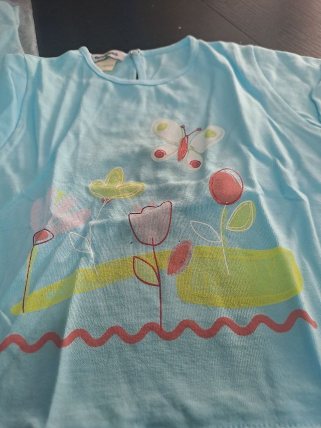 4 Camisetas niña flores mariposas