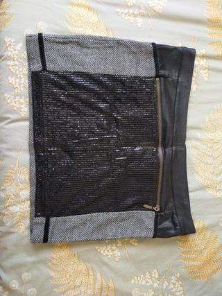 Mini Falda lentejuelas Negra Gris