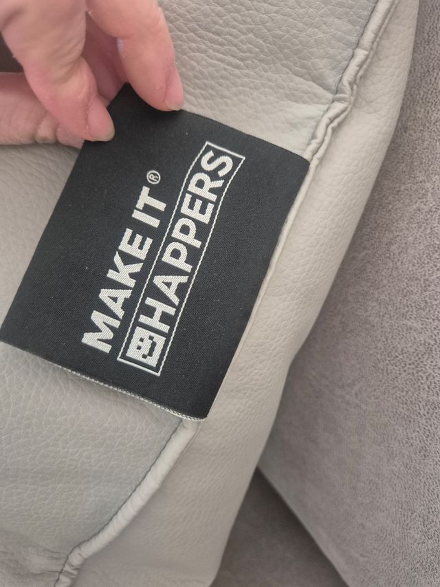 Puff pera Happers piel gris sin uso