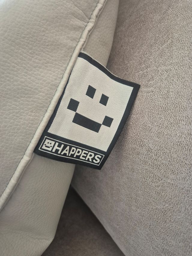 Puff pera Happers piel gris sin uso