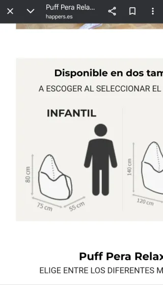 Puff pera Relax Happers piel gris sin uso