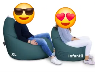 Puff pera Relax Happers piel gris sin uso