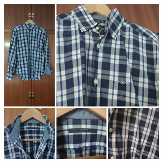Camisa UNGARO cuadros azul-blanco talla L