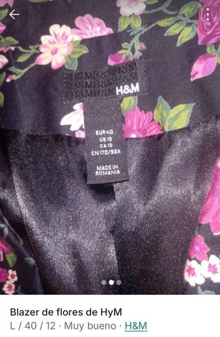 Blazer flores H&M - Talla L