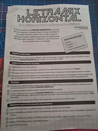 Juego de mesa Letra Mix Horizontal