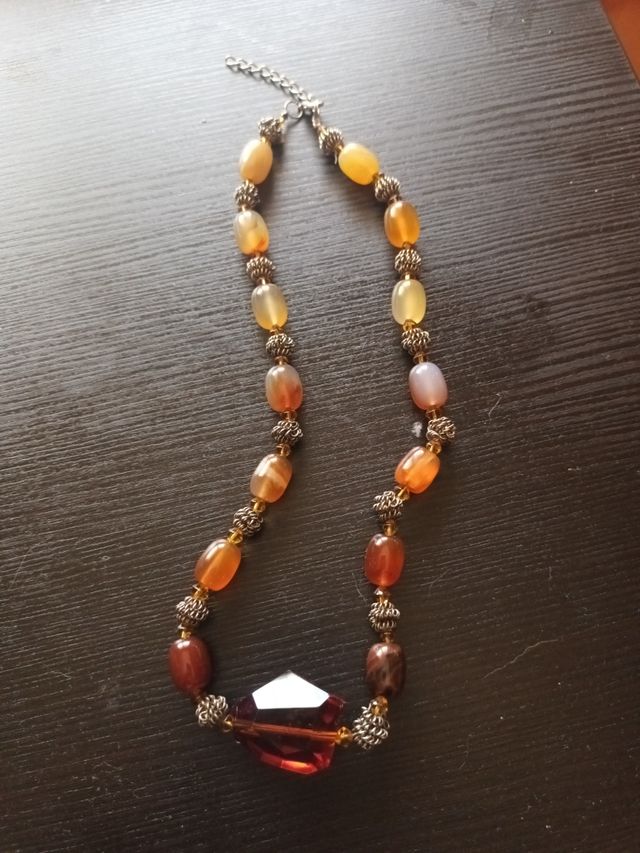 Collar piedras ágata - marrón, naranja