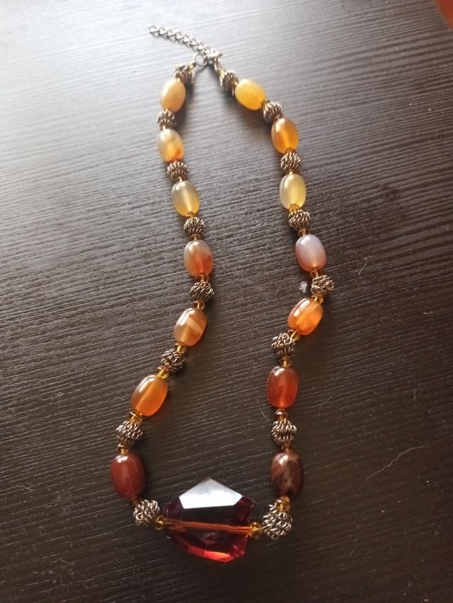 Collar piedras ágata - marrón, naranja