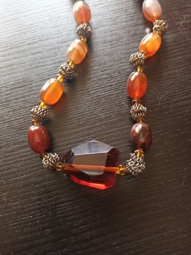Collar piedras ágata - marrón, naranja