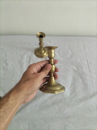 Candelabros antiguos bronce plata