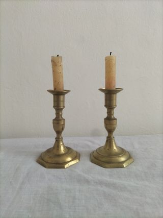 Candelabros antiguos bronce plata