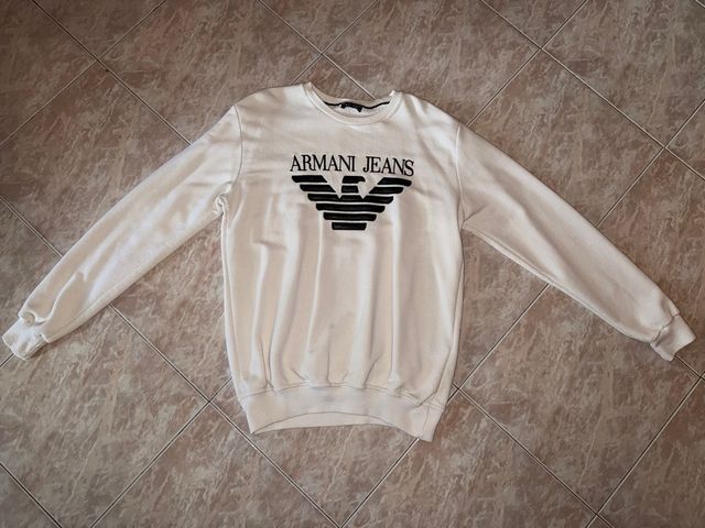 Felpa senza cappuccio Armani Jeans bianca