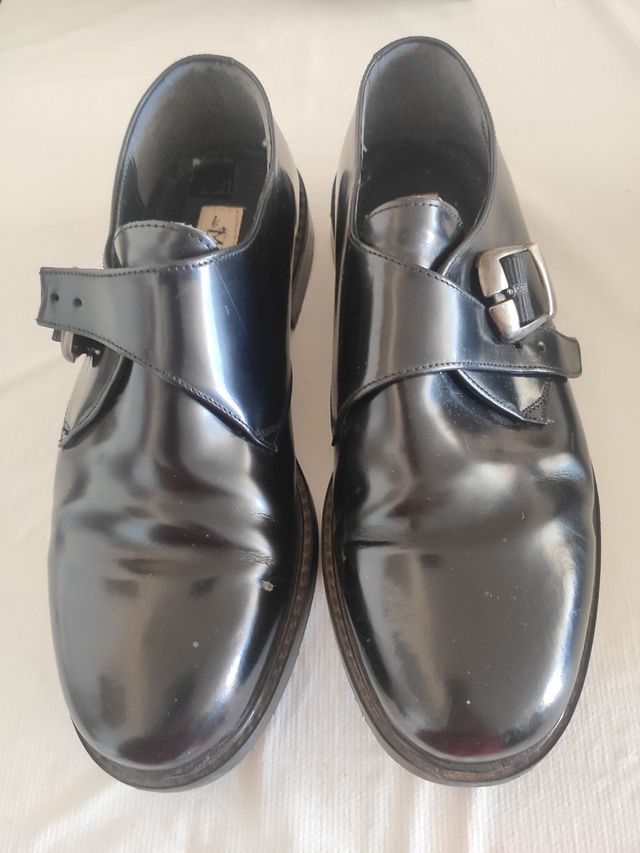 Zapatos negros piel hebilla - 39