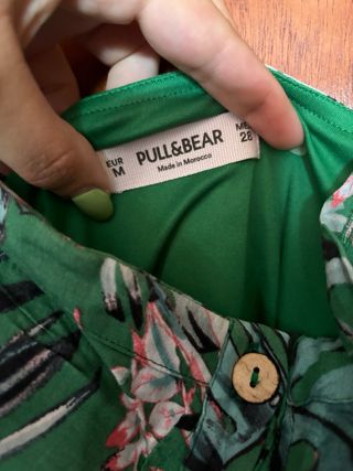 Vestido corto Pull&Bear estampado verde - M