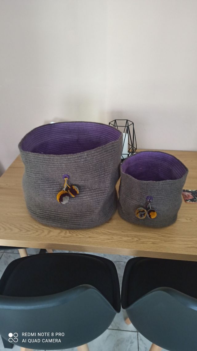 Cestas almacenaje - Gris y morado