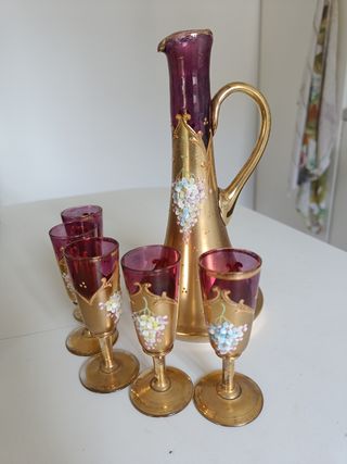 1950,Servizio Murano liquore, decanter e bicchieri