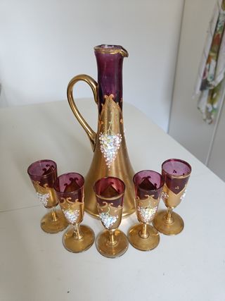 1950,Servizio Murano liquore, decanter e bicchieri