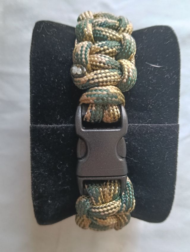Pulsera Paracord - Verde Oliva y marrón claro 