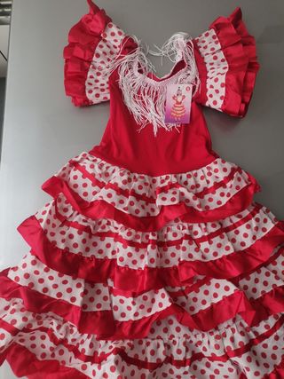 Vestido flamenco niña rojo - talla 6 años