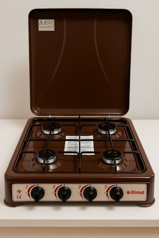 Cocina de gas de 4 quemadores con tapa