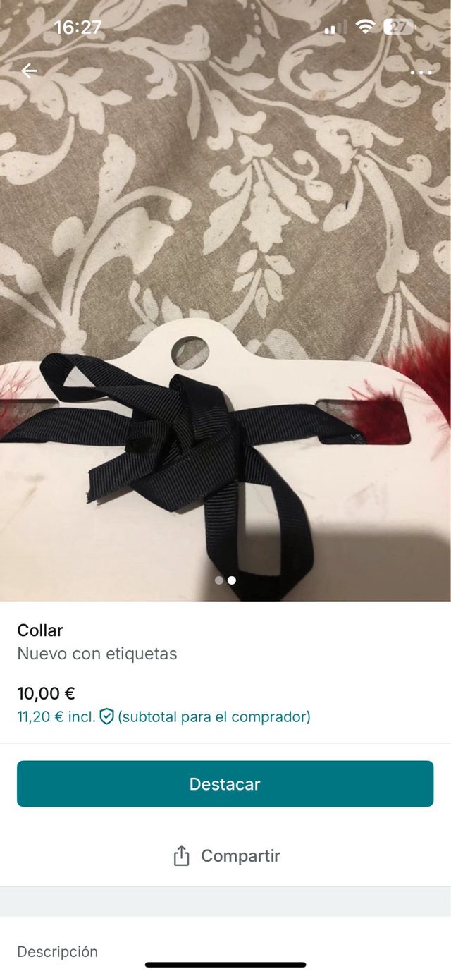 Collar plumas rojo | Nuevo