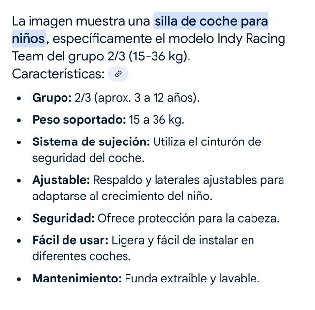 Silla coche niño Indy Racing Team con isofix 
