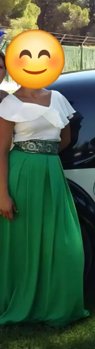 Falda larga plisada verde