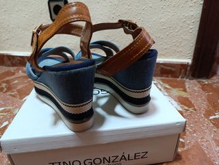 Zapatos cuña denim marrón