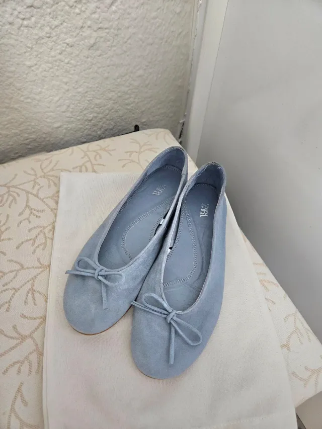 Bailarinas Zara celeste de ante - talla 35