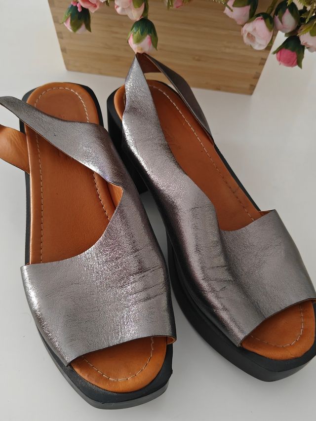 Zapatos tacón plata mujer 40