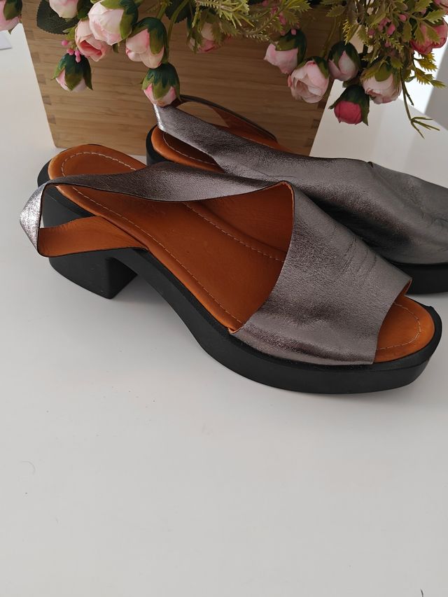 Zapatos tacón plata mujer 40