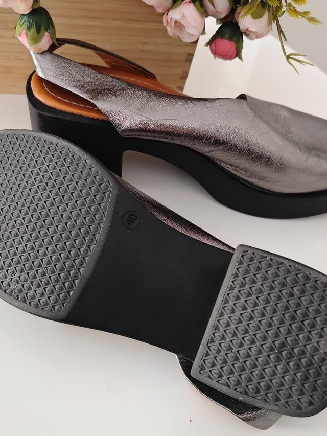 Zapatos tacón plata mujer 40