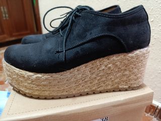 Botines negros esparto mujer 