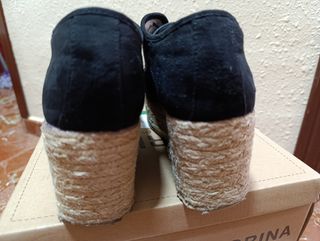 Botines negros esparto mujer 