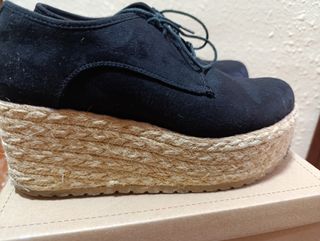 Botines negros esparto mujer 