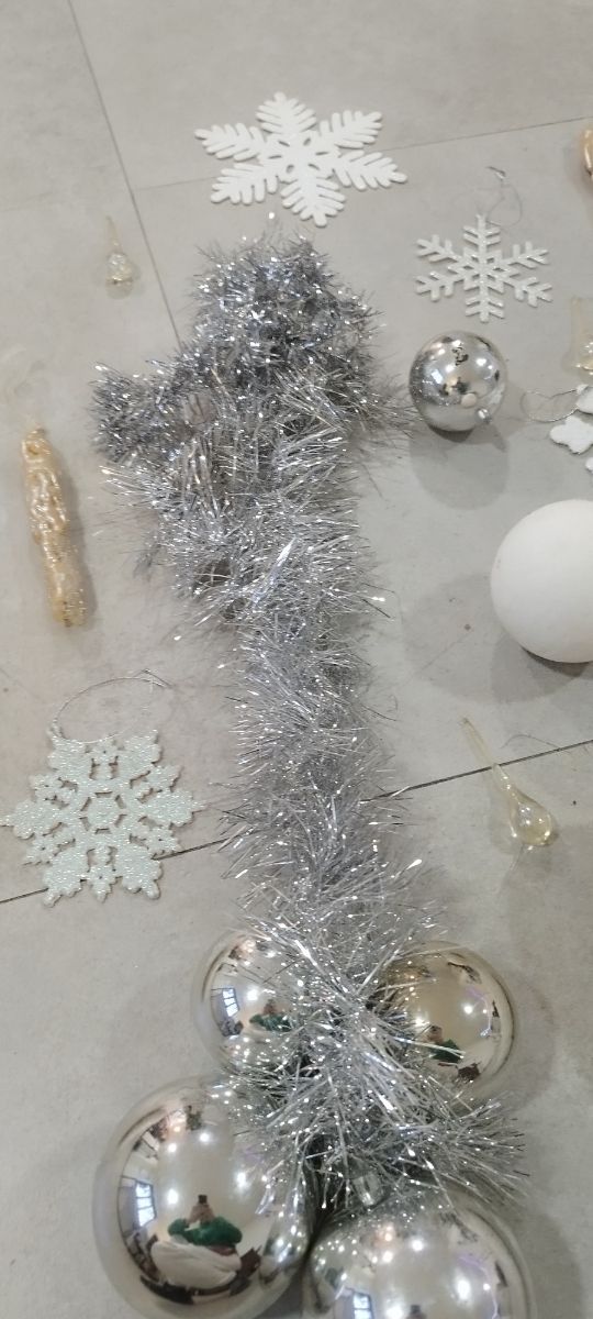 Lote Decoración Navidad Nuevo Vintage-Plata-Blanco