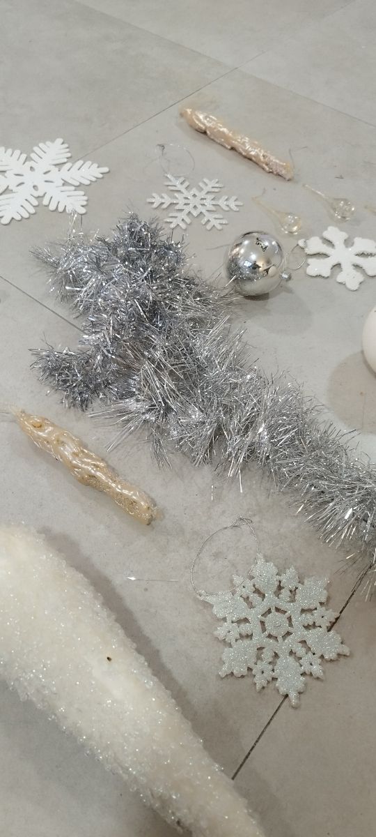 Lote Decoración Navidad Nuevo Vintage-Plata-Blanco