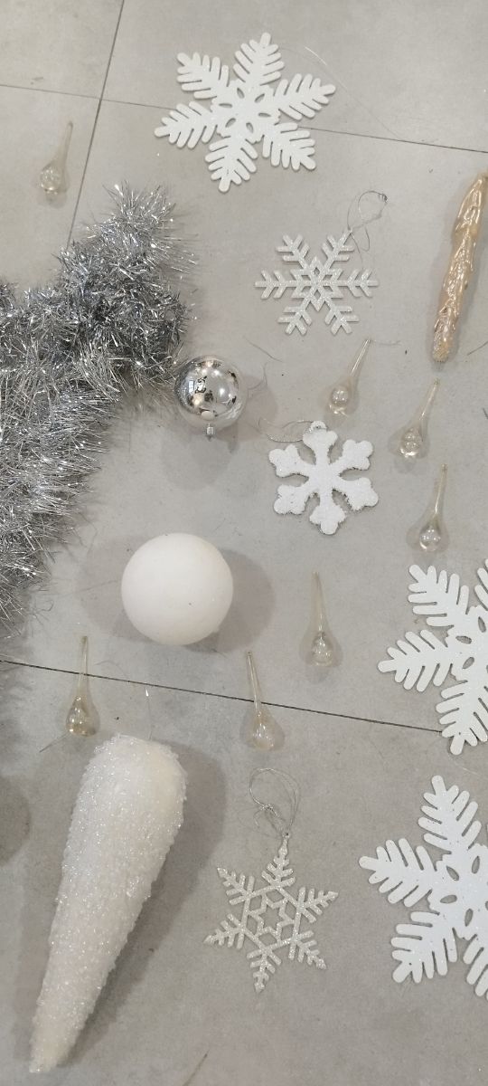 Lote Decoración Navidad Nuevo Vintage-Plata-Blanco