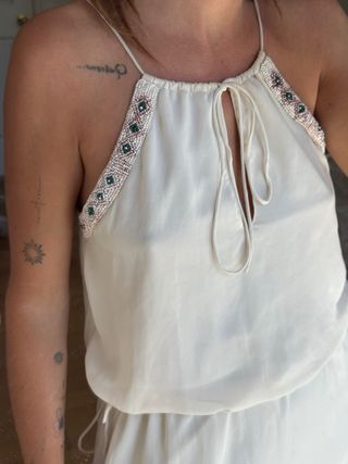 Vestido Zara blanco perlas - griego